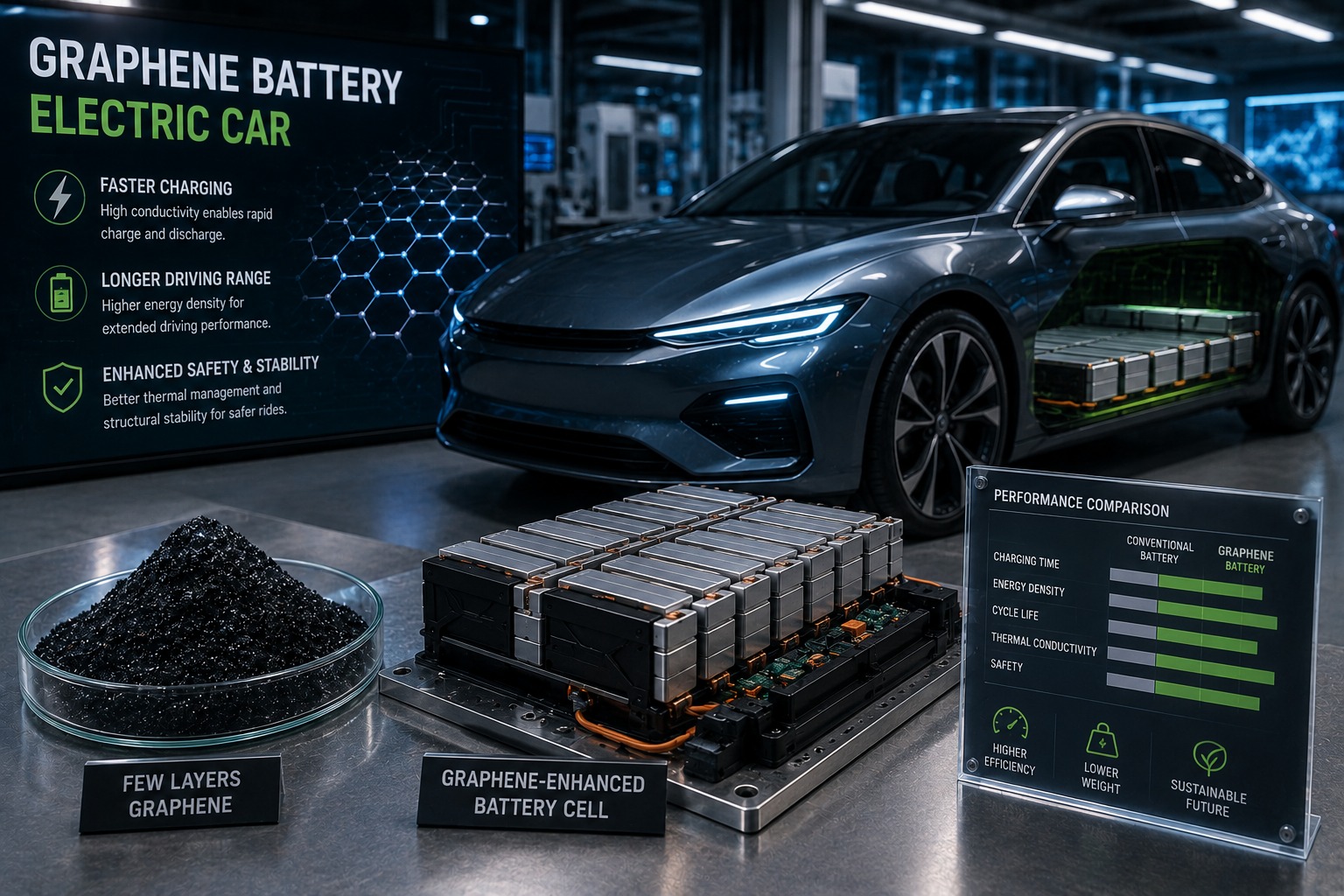 Graphene Battery Electric Car Technology for Faster Charging and Better Range
